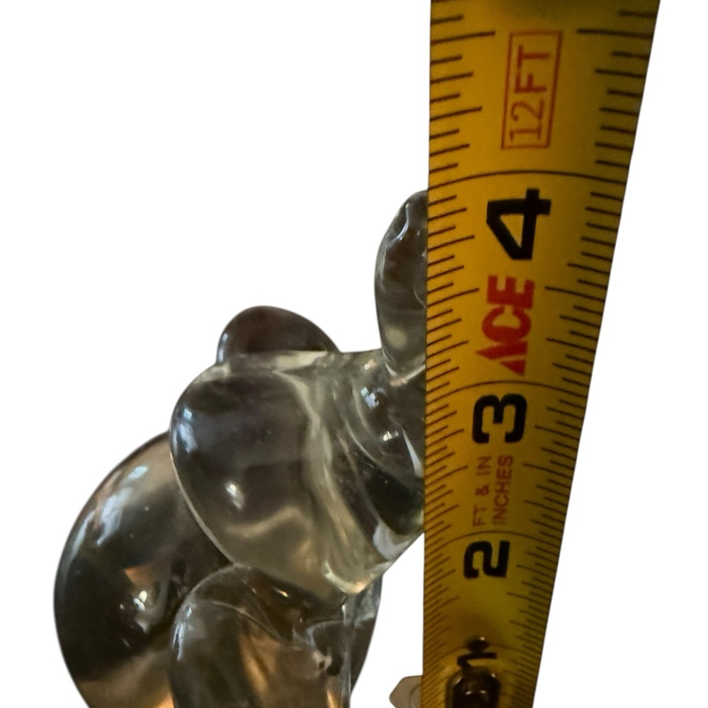 Clear Glass Elephant Figurine 3.5” Hand Blown Art Glass Trunk Up Good Luck Decor - Picture 8 of 9